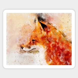 Red Fox Watercolor Portrait 03 Sticker